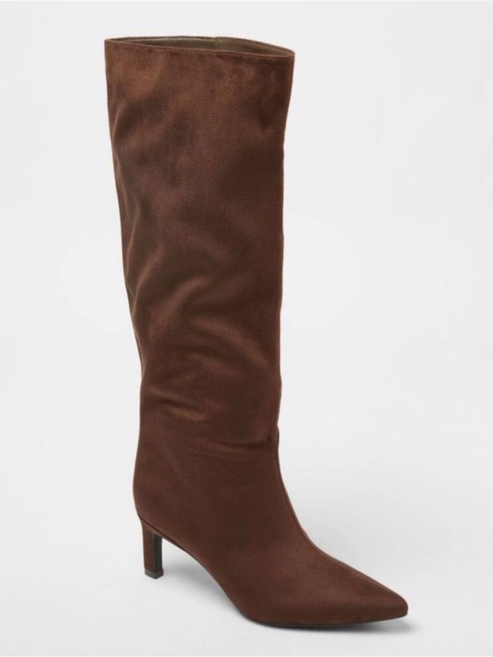 Women's Brown Suede Knee-High Pointed-Toe Boot
